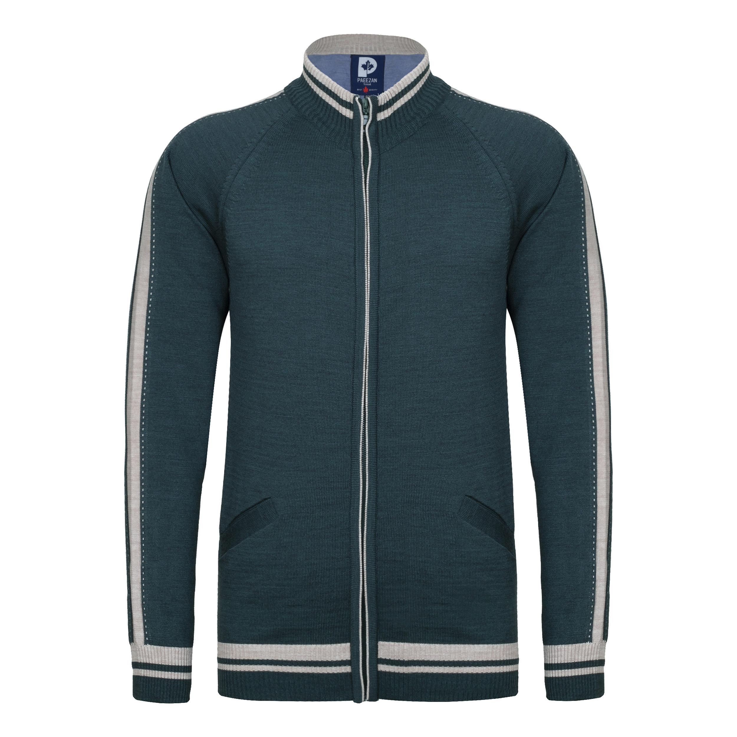 ژاکت مردانه پاییزان مدل PH700 ملانژ رنگ یشمی