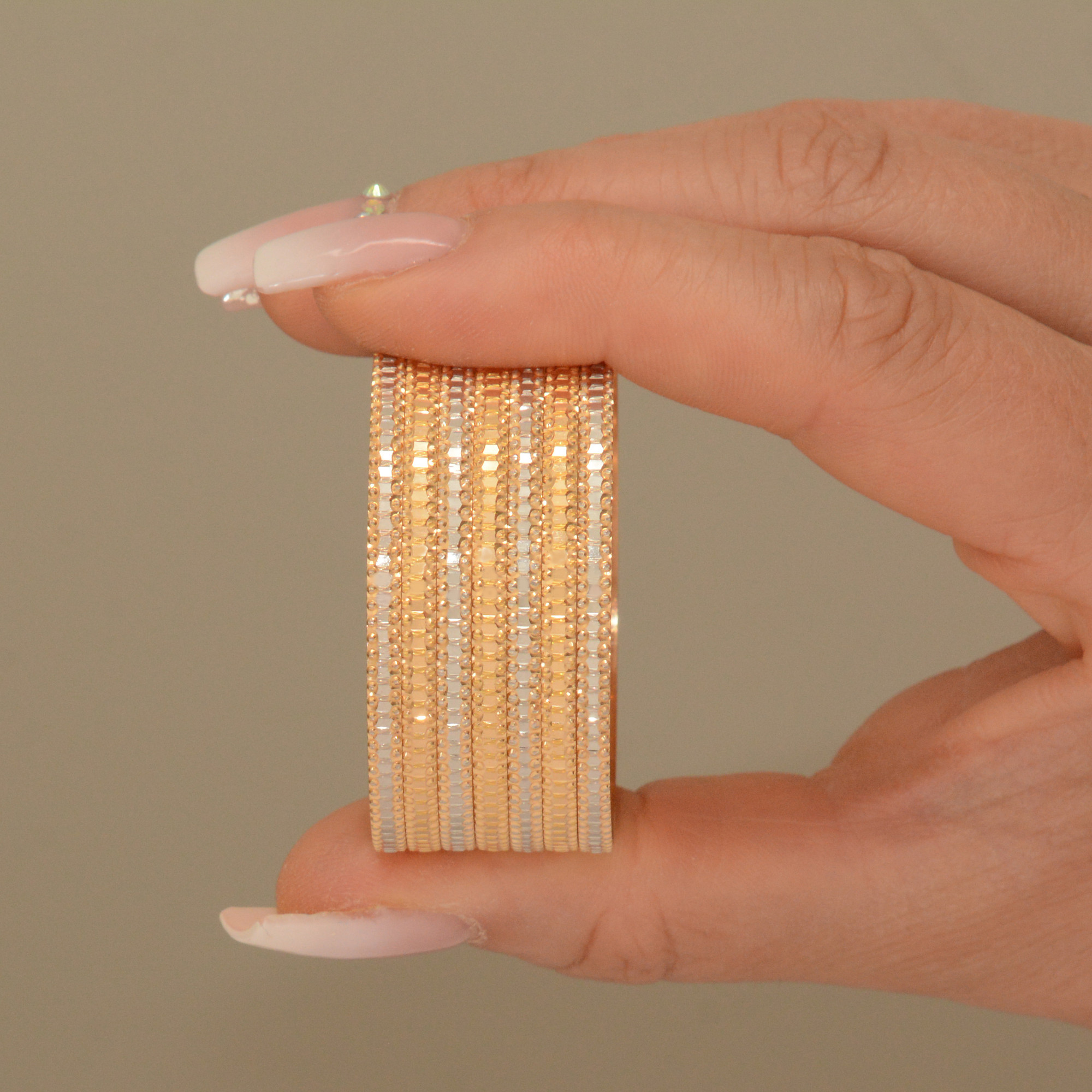 دستبند طلا 18 عیار دخترانه طلای مستجابی مدل تراش کد S2