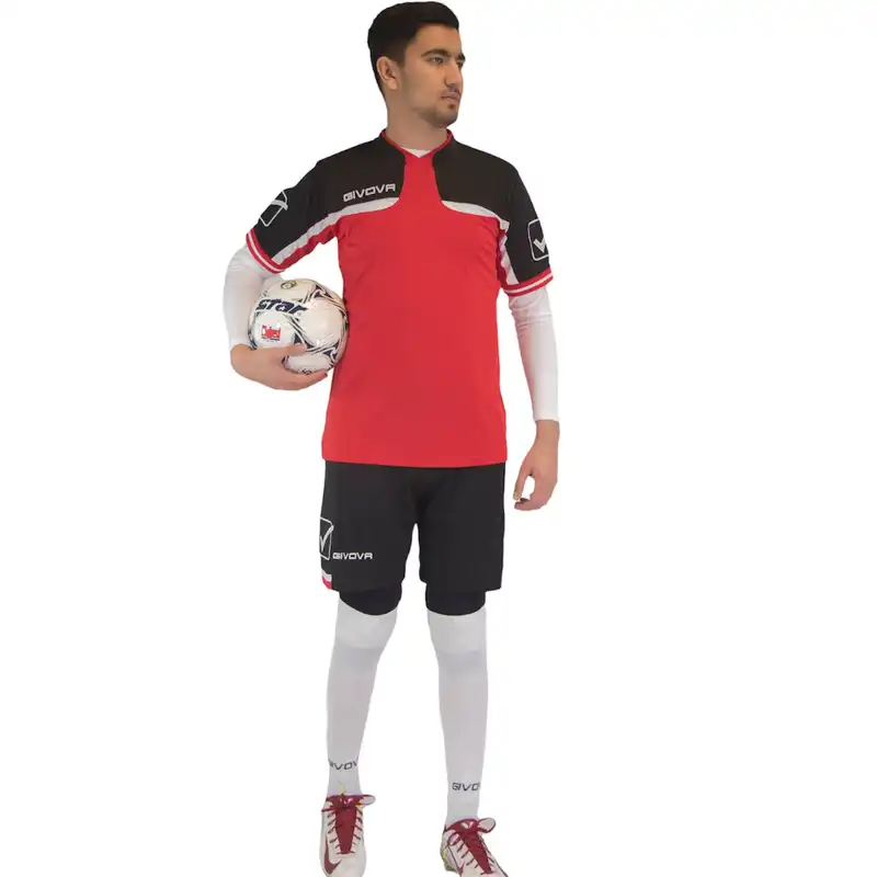 ست تی شرت و شلوارک ورزشی مردانه جیووا مدل KITC47 Soccer Kit رنگ قرمز