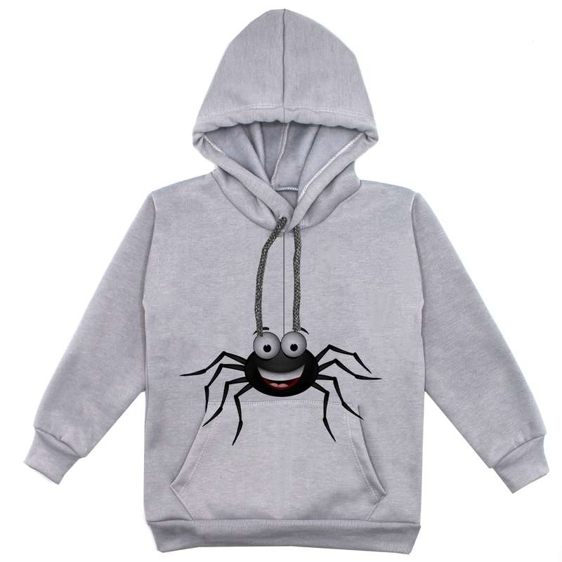 هودی پسرانه مدل عنکبوت F25 رنگ طوسی