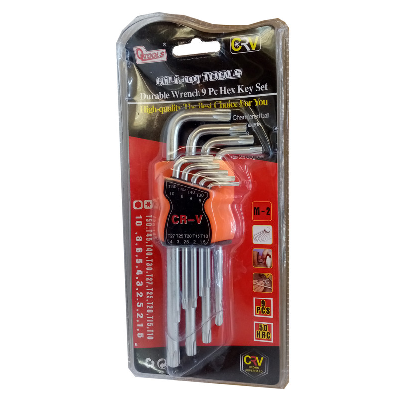 مجموعه 9 عددی آچار آلن ستاره ای کیو تولز مدل 50HRC