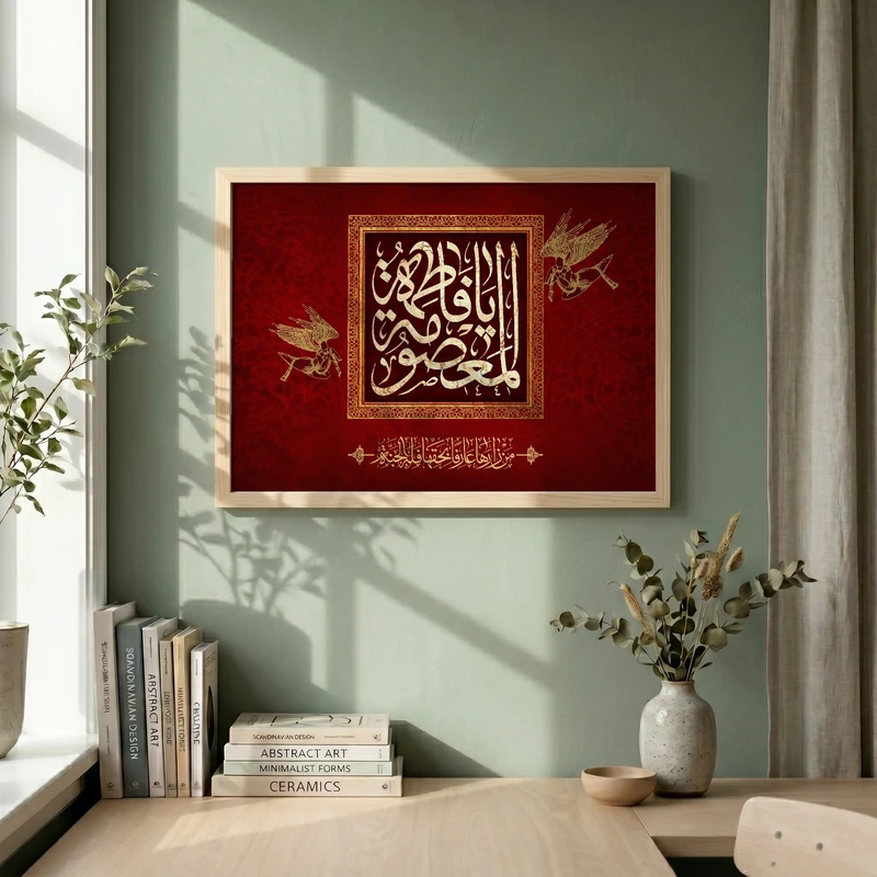 تابلو طرح شهادت حضرت معصومه (س) مدل G14427 فریم کرم روشن