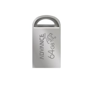 فلش مموری 64 گیگابایت ادونس مدل M-102 با رابط USB 2.0 Type-A، بدنه فلزی و طراحی بندانگشتی با شیار آویز