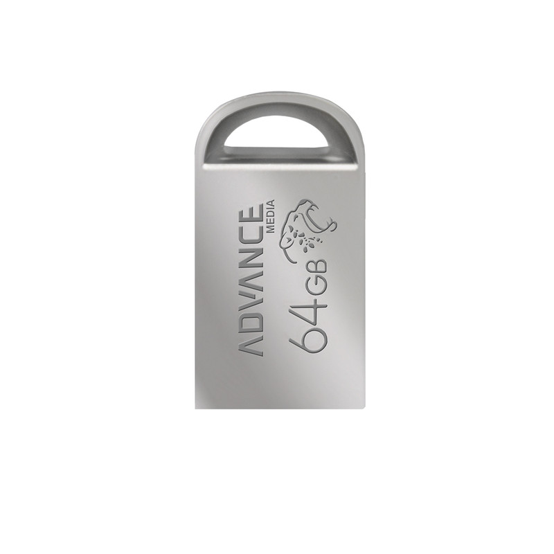 فلش مموری 64 گیگابایت ادونس مدل M-102 با رابط USB 2.0 Type-A، بدنه فلزی و طراحی بندانگشتی با شیار آویز