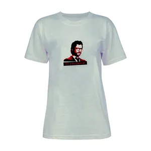 تی شرت آستین کوتاه زنانه مدل LACASA DE PAPEL کد L104 رنگ طوسی