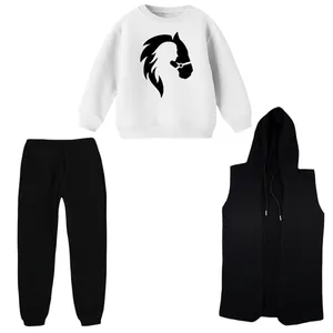 ست 3 تکه لباس راحتی بچگانه مدل دختر و اسب  