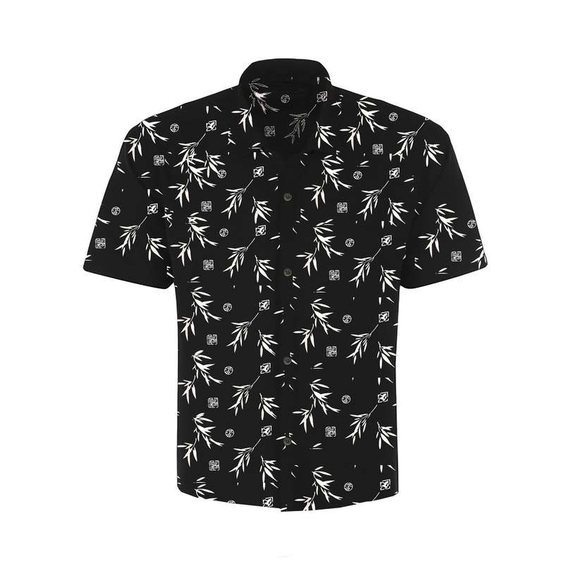 پیراهن آستین کوتاه مردانه مدل هاوایی کد H-P رنگ مشکی 
