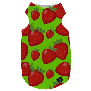 لباس سگ و گربه 27 طرح Strawberry Background Green کد MH575 سایز M