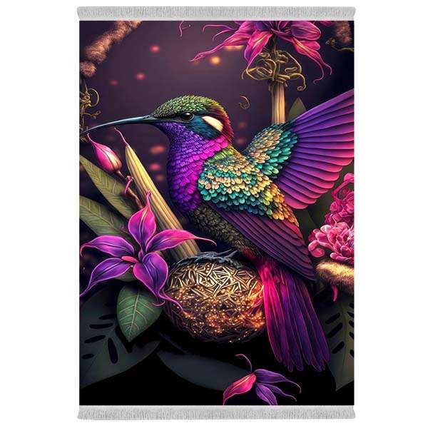 فرش پارچه‌ای دفه مدل فرشینه شانل مخمل طرح فانتزی کد 7079