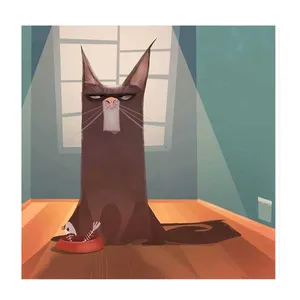 تابلو کودک و نوزاد طرح گربه و ماهی کد wkt45