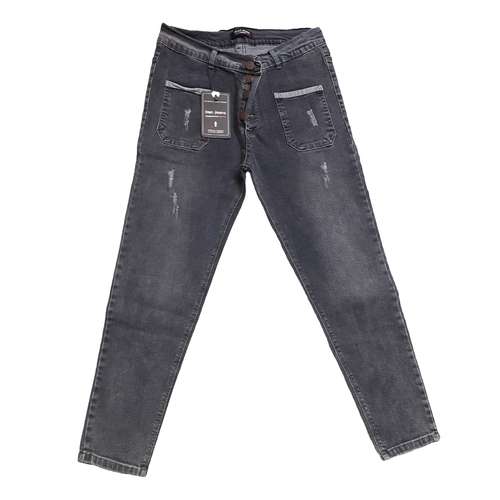 شلوار جین زنانه مدل مام فیت جلو جیب