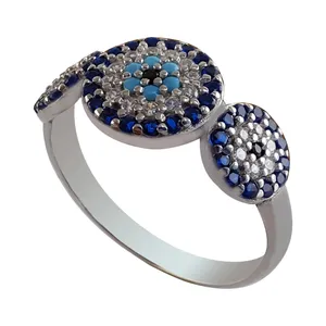 انگشتر نقره زنانه ملک زیور مدل چشم نظر کد 15