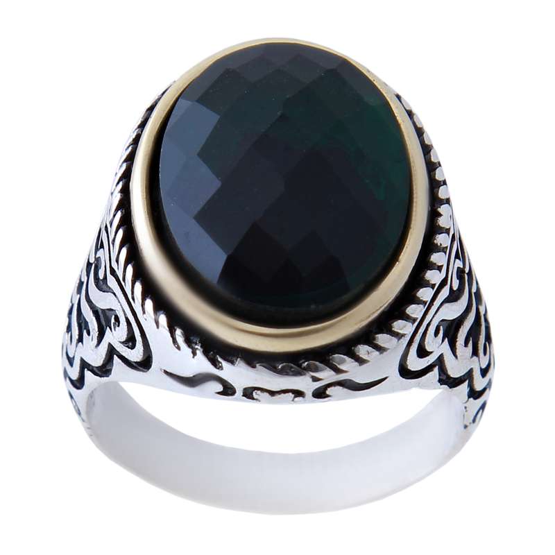 انگشتر نقره مردانه بازرگانی میلادی مدل سنگ کوارتز کد AM_449