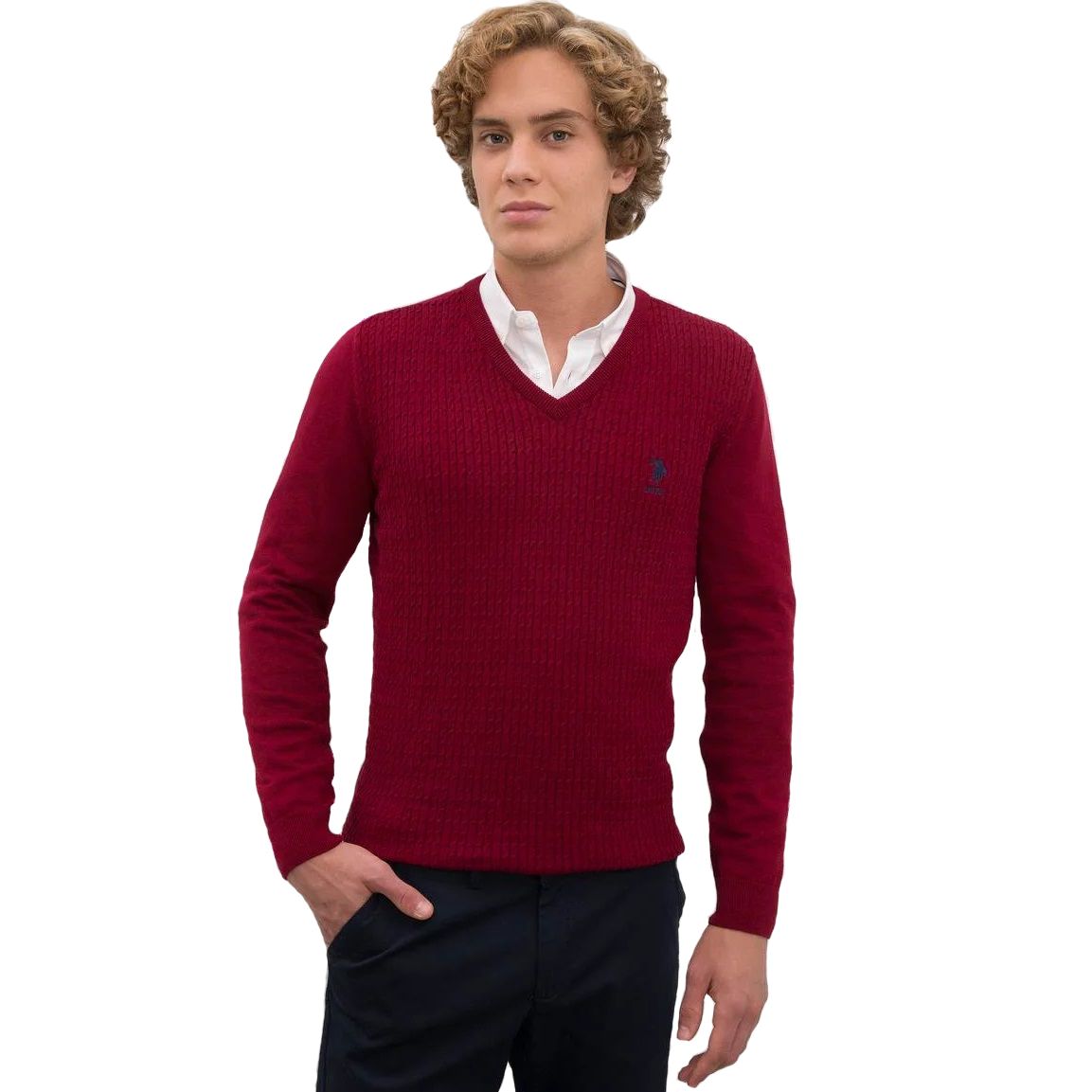 پلیور مردانه یو اس پولو مدل یقه هفت -  - 5