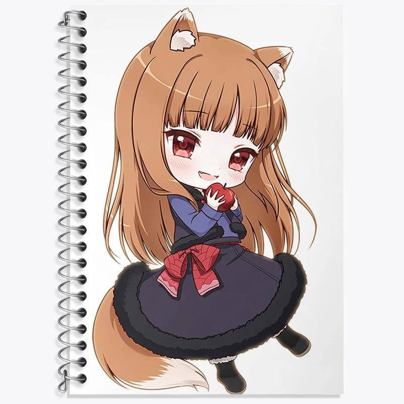 دفتر زبان 50 برگ خندالو مدل سه خط طرح هولو انیمه ادویه و گرگ کد 36097