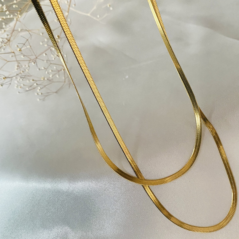 زنجیر زنانه استینلس استیل مدل ماری دو ردیفه