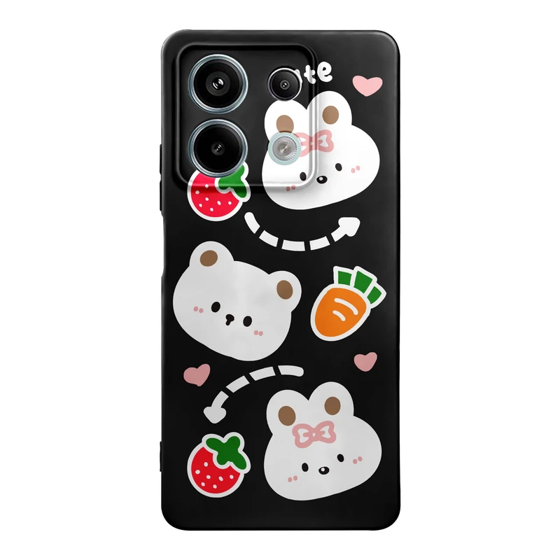 کاور قاب گارد طرح خرس و خرگوش دخترانه کد f9218 مناسب برای گوشی موبایل شیائومی Redmi Note 13 Pro 5G