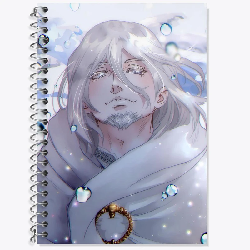 دفتر زبان 50 برگ خندالو مدل سه خط طرح اسکیل انیمه حماسه وینلند Vinland Saga کد 27484