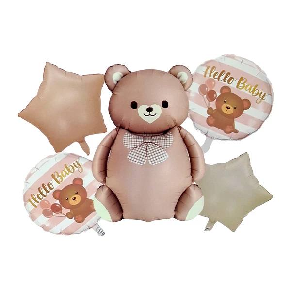 بادکنک فویلی مدل تدی کد TeddyB5pcs2 مجموعه 5 عددی