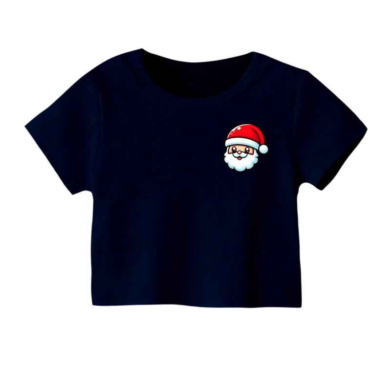 کراپ‌ تی‌شرت آستین کوتاه زنانه مدل بابانوئل کریسمس کد 24