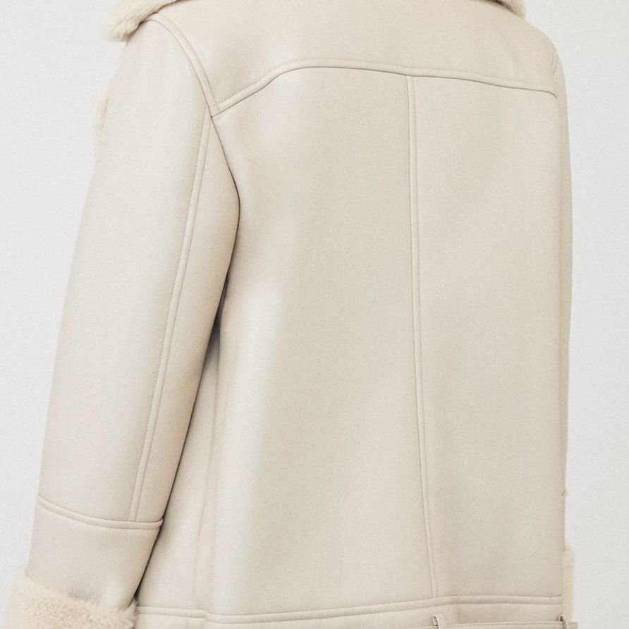 کت چرم زنانه استرادیواریوس مدل FAUX BIKER FUR LINING 2025 -  - 8