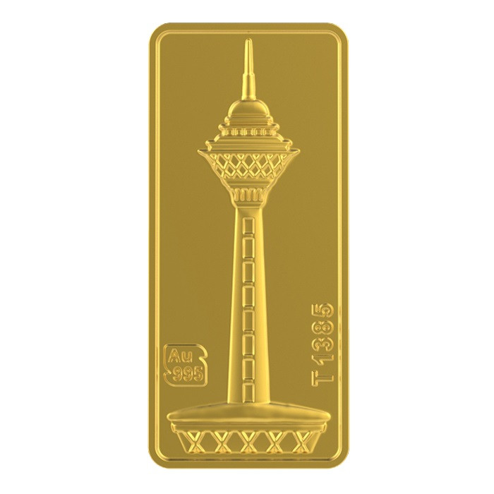 شمش طلا 24 عیار طلای محمد مدل برج میلاد کد 999.999