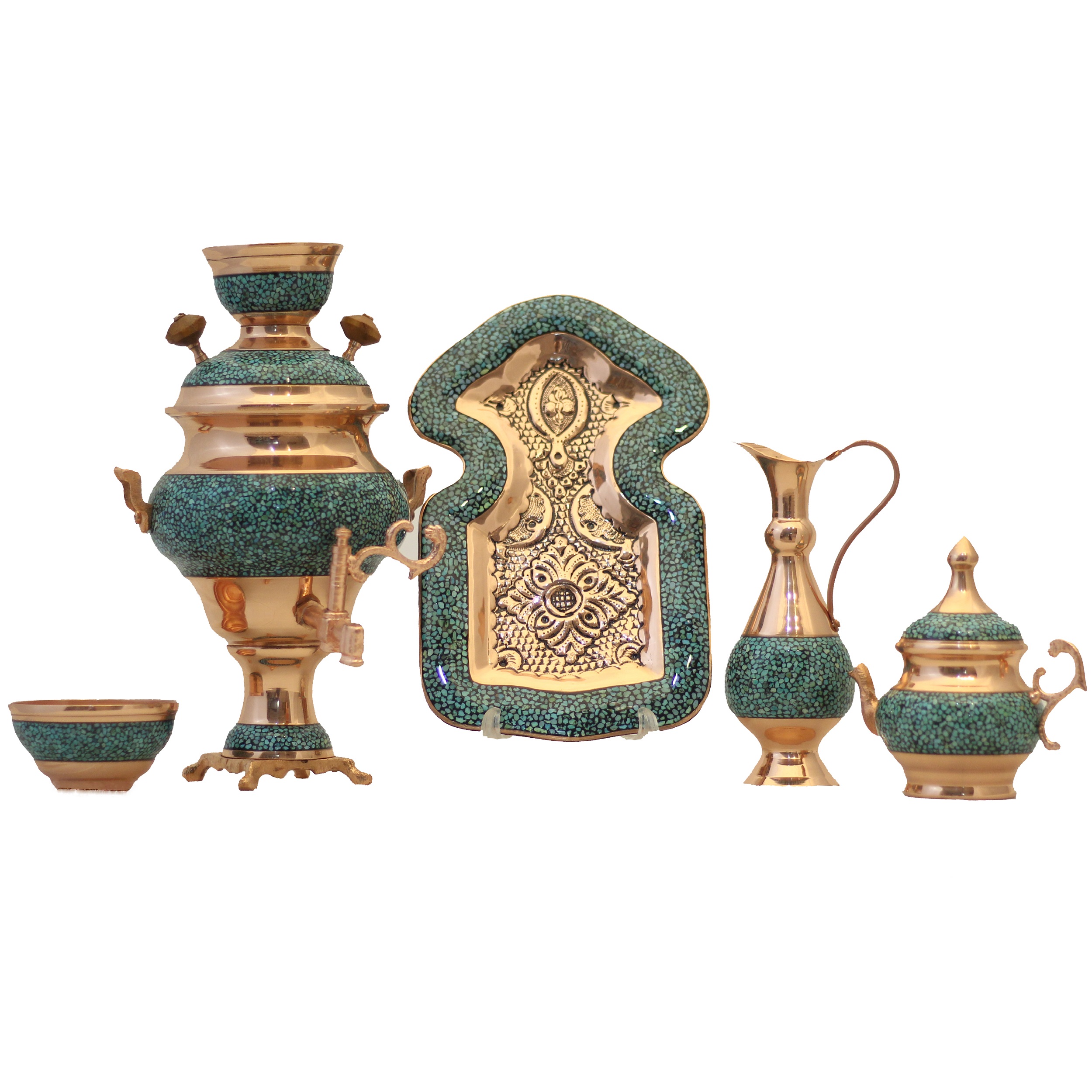 5 PCS Turquoise inlaying samovar service, code Ms001 