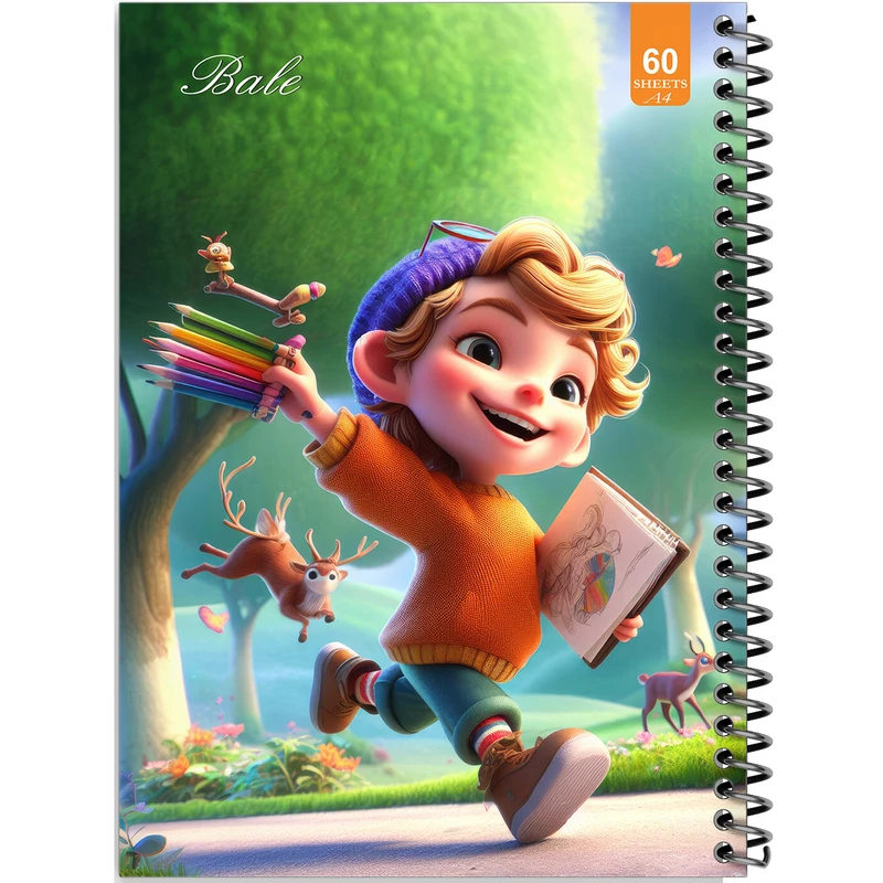 دفتر نقاشی 60 برگ انتشارات بله طرح فانتزی پسرانه کد A4-O257