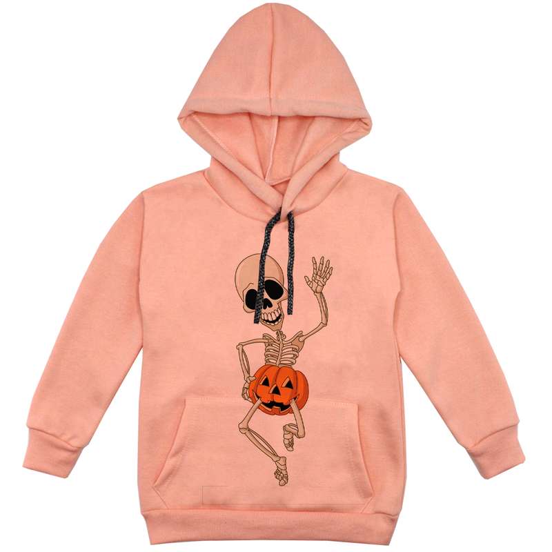 هودی پسرانه مدل اسکلت F24 رنگ گلبهی