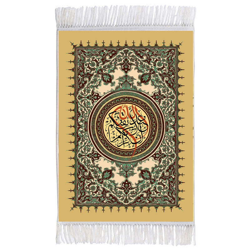 فرش ماشینی دیوارکوب اطلس آبی مدل ان اکرمکم عند اللّه اتقیکم کد T3616 