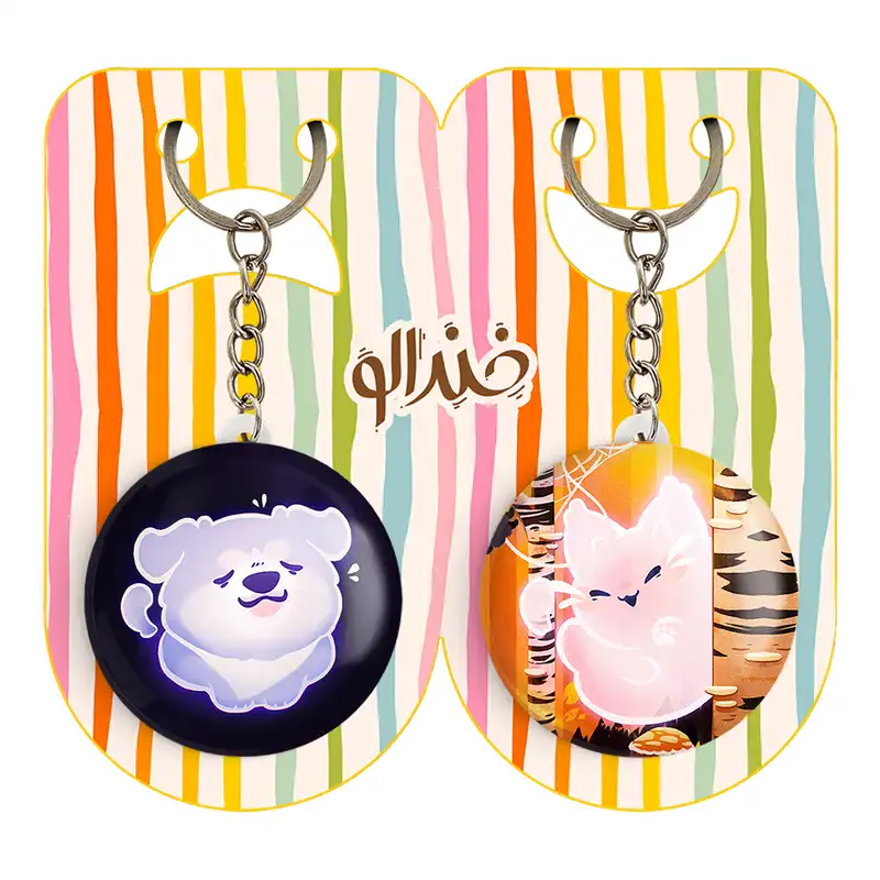 جاکلیدی خندالو مدل گربه و سگ حیوانات بامزه کد 2104721045 مجموعه 2 عددی