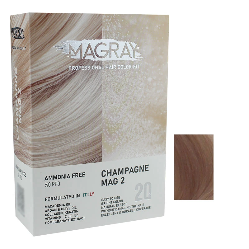 کیت رنگ مو ماگرای شماره MAG 2 حجم 120 میلی‌لیتر رنگ شامپاینی