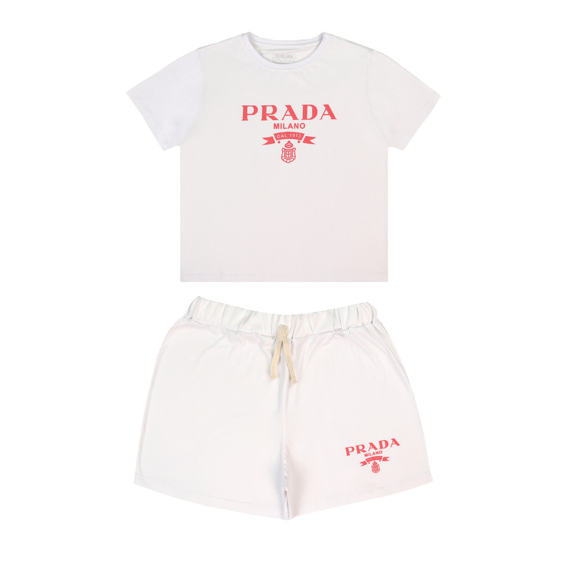 ست تی شرت و شلوارک زنانه مدل کشی بنددار