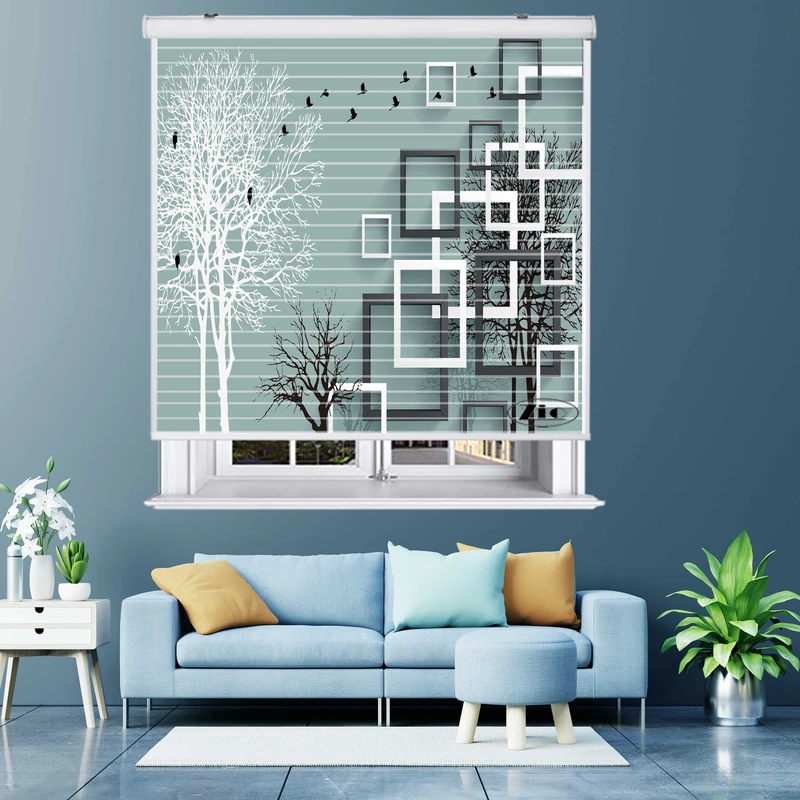 پرده زبرا زیو مدل سیلوئت 3D1242 سایز 150x150 سانتی متر