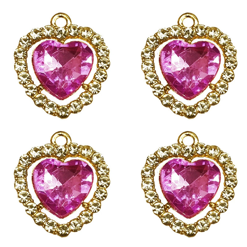 آویز گردنبند دخترانه مدل قلب رویایی نگین دار کد 92 بسته 4 عددی