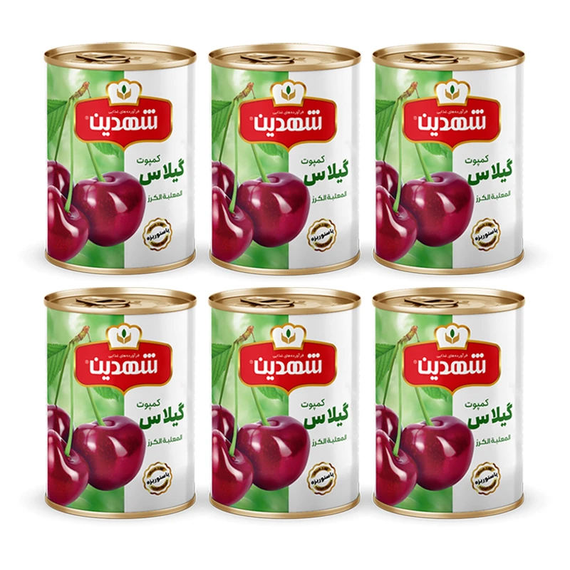کمپوت گیلاس شهدین - 370 گرم بسته 6 عددی