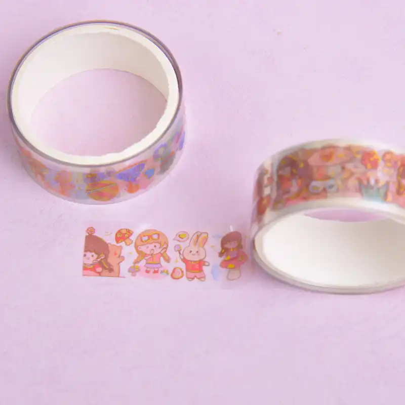 چسب نواری مدل واشی طرح فانتزی دخترانه عرض 1.5 سانتیمتر به همراه کاغذ یادداشت  مجموعه 5 عددی