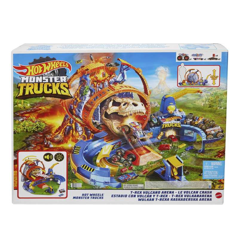 کیت ماشین بازی هات ویلز مدل Monster Trucks T-Rex Volcano Arena کد GYL14