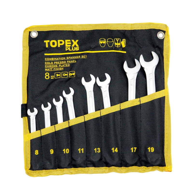 آچار یکسر تخت و یکسر رینگی تاپکس مدل YP-8-19MM مجموعه 8 عددی  