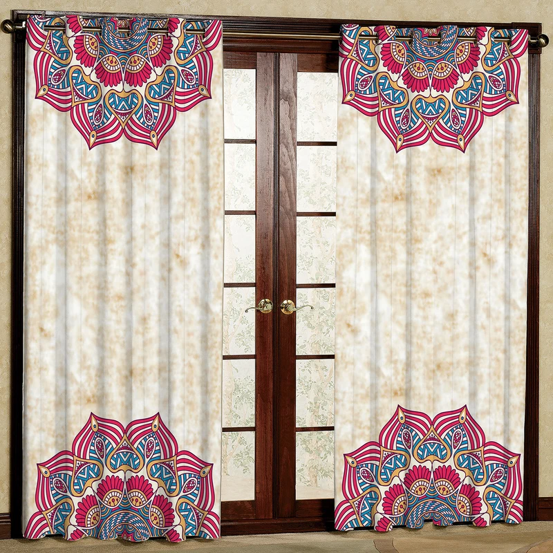  پرده بارمان دکور طرح سنتی مدل هازان پانچی کد 1849 W سایز 140x280 سانتی متر