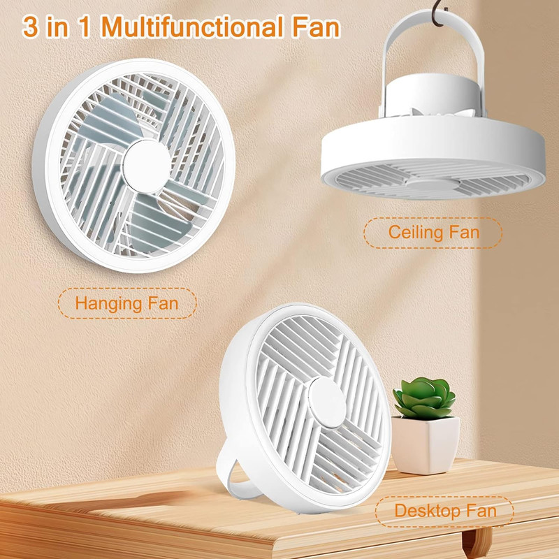 پنکه رومیزی شارژی مدل ال ای دی دار کد RY-2301