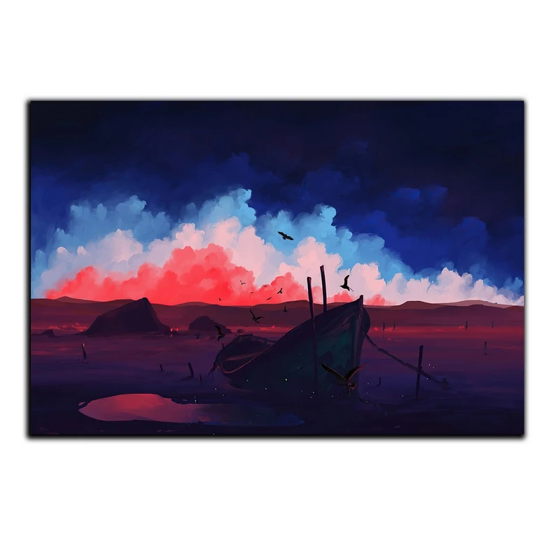 تابلو شاسی بکلیت طرح ساحل دریا و قایق مدل SH-S5630