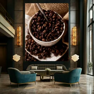 تابلو بوم طرح مخمل لیوان دانه قهوه کد FP105550