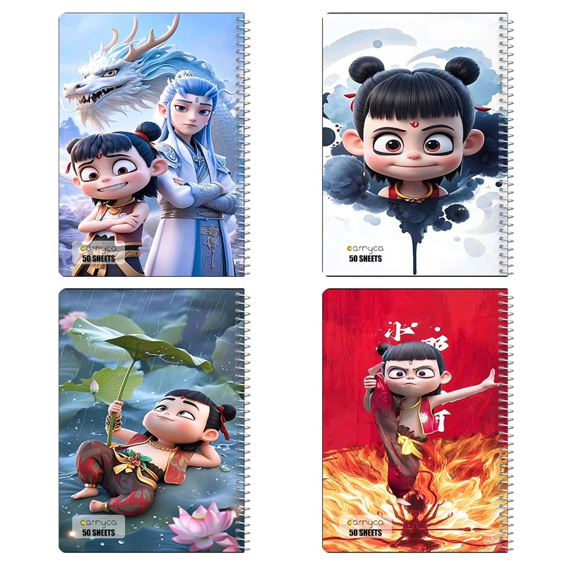 دفتر نقاشي 50 برگ کارنيکا طرح نه ژا Ne Zha کد 90328 مجموعه 4 عددی