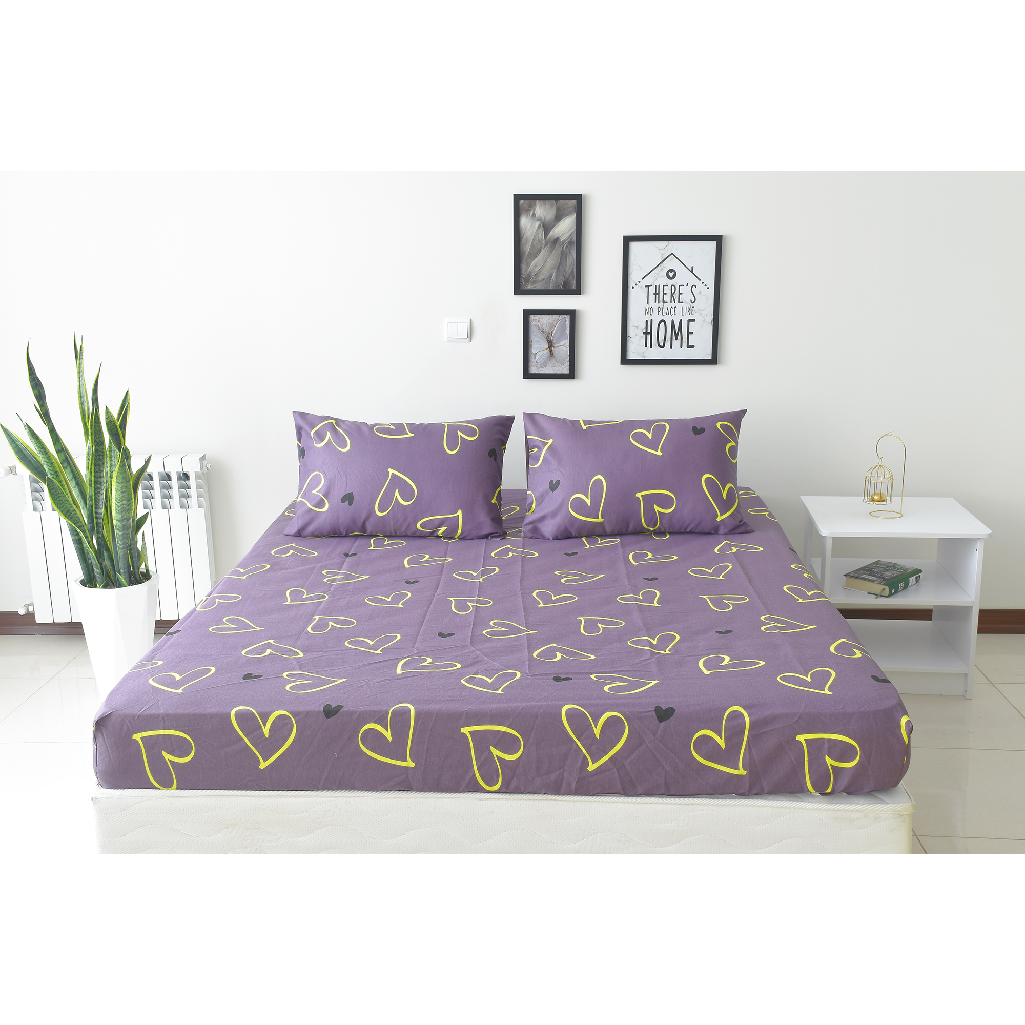 سرویس ملحفه بومرنگ مدل Heart-180 دونفره 3 تکه