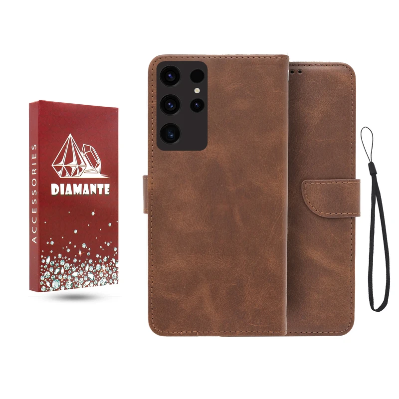 کیف کلاسوری دیامانته مدل جاکارتی بنددار مناسب برای گوشی موبایل سامسونگ Galaxy S24 Ultra به همراه بند آویز