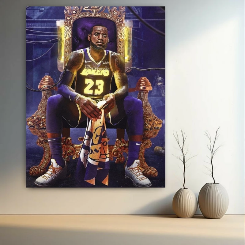  تابلو بوم طرح مخمل اسطوره دنیای بسکتبال مدل لبران جیمز کد GR1178