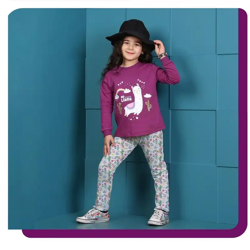 ست تی شرت آستین بلند و شلوار دخترانه مدل 03 کد 89610BA