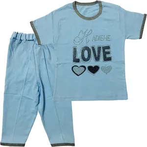 ست تی شرت آستین کوتاه و شلوار دخترانه طرح Love مدل A13 کد 0249