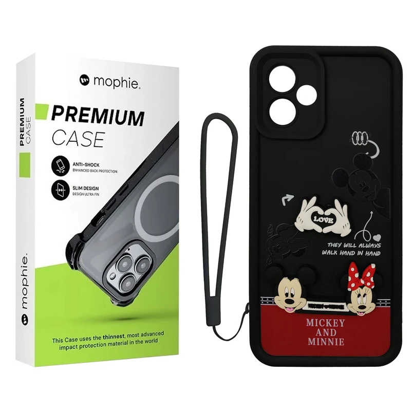 کاور موفی مدل Silicone Puffer Minni Mouse Strap مناسب برای گوشی موبایل شیائومی Redmi 13 4G / Poco M6 4G/ Redmi Note 13R به همراه بند